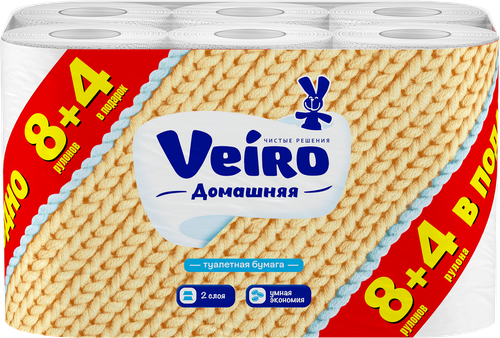 

Бумага туалетная Veiro Домашняя 2-слойная 12 рулонов