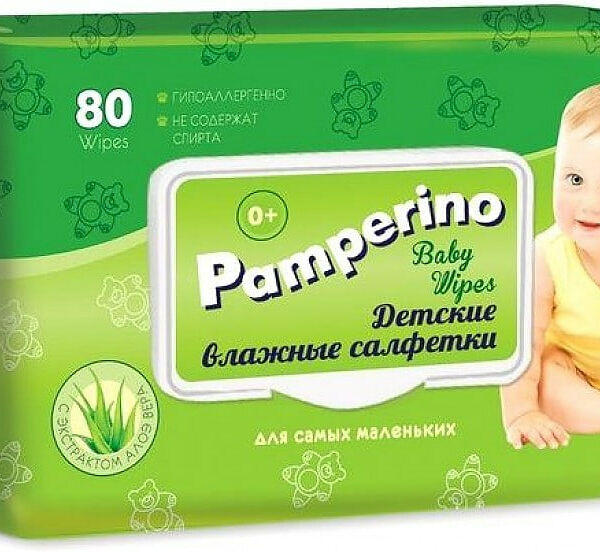 Салфетки влажные детские Pamperino с алоэ вера 80 шт.