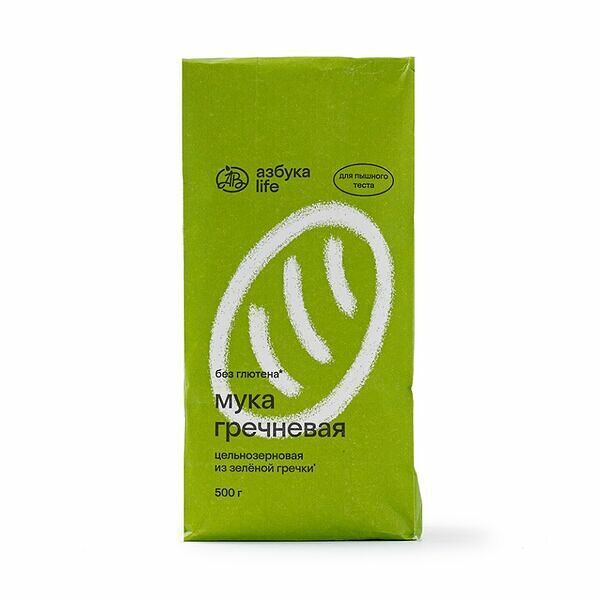 Мука из зелёной гречки цельнозерновая, «Азбука life», 500 г, Россия