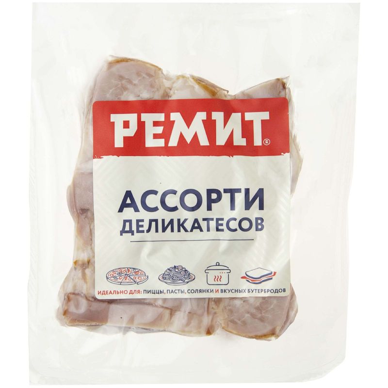 

Продукт мясной копчёно-варёный Ремит Ассорти Деликатесов из свинины категории В, 250г
