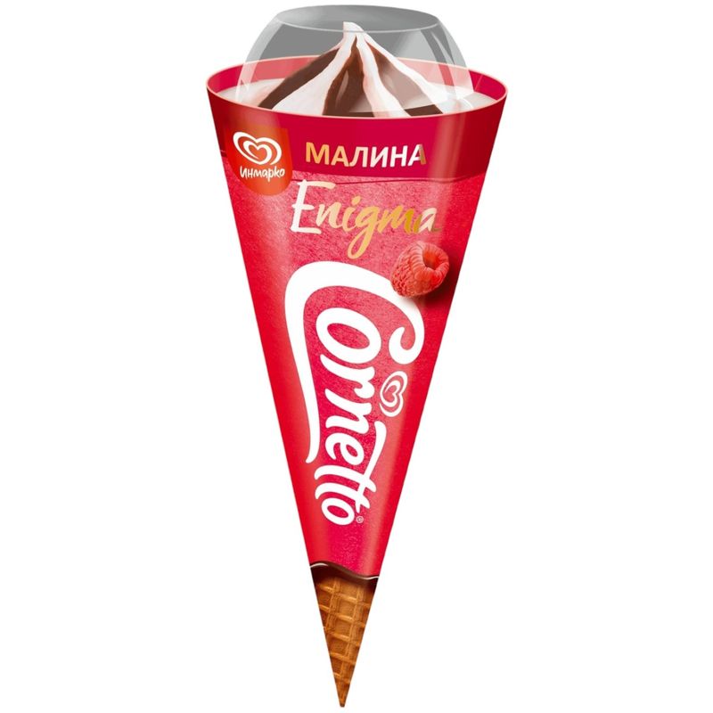 

Мороженое Cornetto Enigma ванильное с малиной в рожке, 73 г