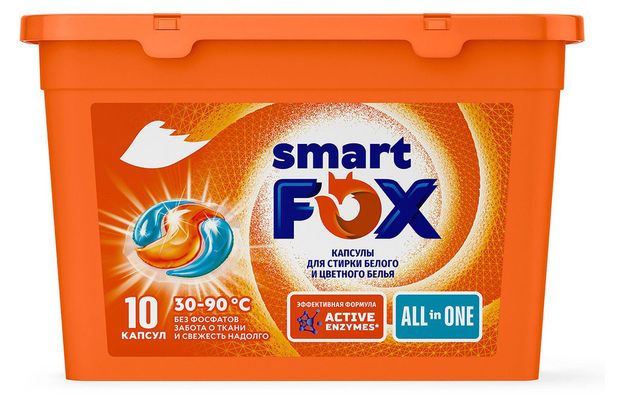 

Капсулы для стирки Smart Fox для белого и цветного белья 10 шт.