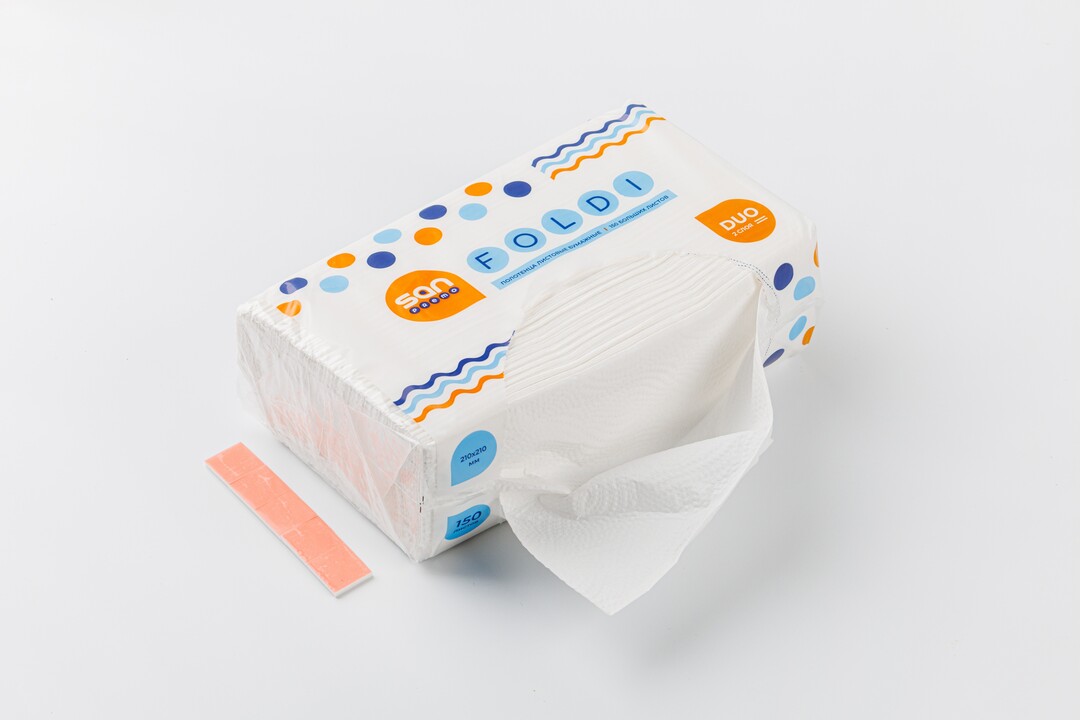 

Полотенца бумажные в упаковке – диспенсере SanPremo Фолди, 150 листов