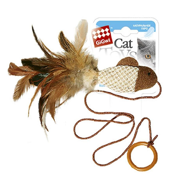 Игрушка для кошек GIGWI Дразнилка-рыбка на палец 7см, серия Feather Teaser