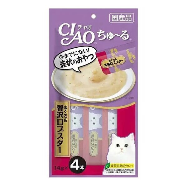 Лакомство-пюре для кошек Inaba Ciao Churu Тунец Магуро и лобстер 14г*4 шт