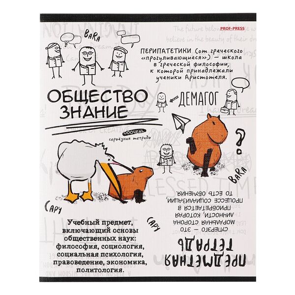 Тетрадь предметная Prof-Press Капибара Обществознание в клетку А5, 48 л