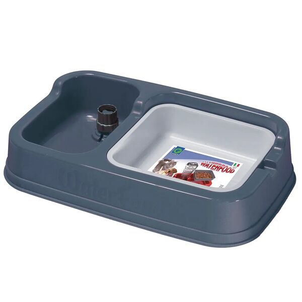 Миска для кошек и собак с автопоилкой 34х20,5см серая