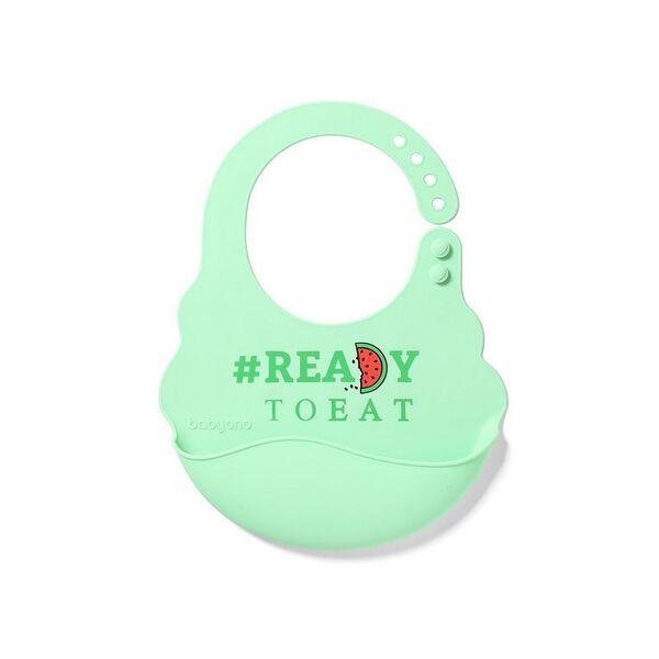 Нагрудник силиконовый с регулируемой застежкой, 6м+, Babyono