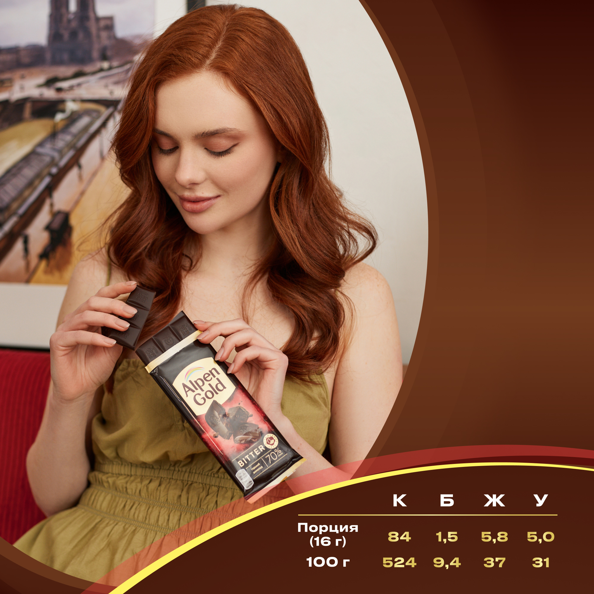 

Шоколад Alpen Gold Bitter Горький 70%, 80 г