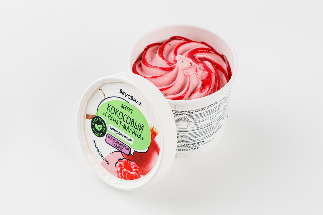 

Десерт кокосовый ВкусВилл замороженный Гранат-Малина 75 г