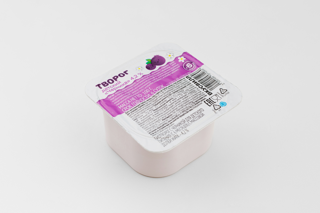 

Творог детский ВкусВилл "Черника" 4,2% 100 г