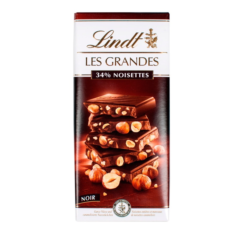 

Шоколад Lindt Les Grandes тёмный с цельным фундуком 150 г