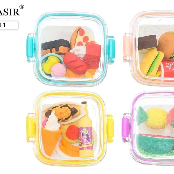 Ластик игрушка DELICIOUS FOOD выполнены в форме фруктов деликатесов в пластик контейнере по 4-6 штук QH-8611