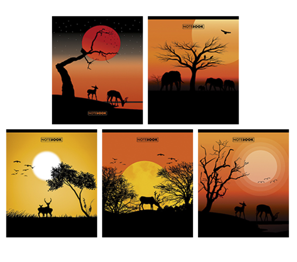 Тетрадь А5 в клетку ПЗБМ Жаркая Саванна, дизайн в ассортименте, 48 листов