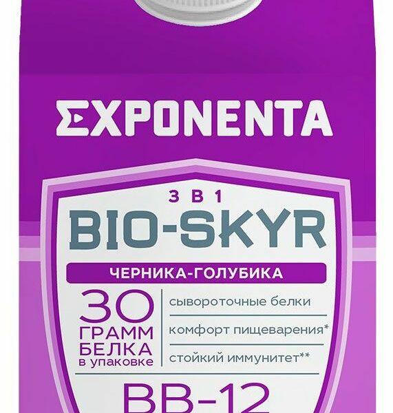 Напиток кисломолочный Exponenta Bio-Skyr Черника-голубика обезжиренный с высоким содержанием белка 500 г