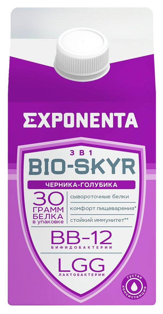 

Напиток кисломолочный Exponenta Bio-Skyr Черника-голубика обезжиренный с высоким содержанием белка 500 г