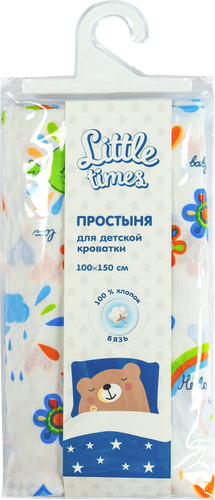 

Простыня для детской кроватки Little Times бязь 100 х 150 см дизайн в ассортименте