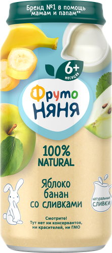 

Пюре фруктовое ФрутоНяня яблоко банан сливки 250 г