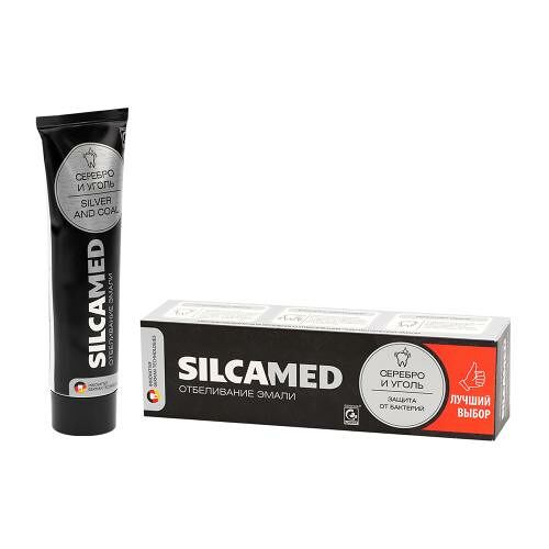 Зубная паста Silca med отбеливание эмали Серебро и уголь 130 г