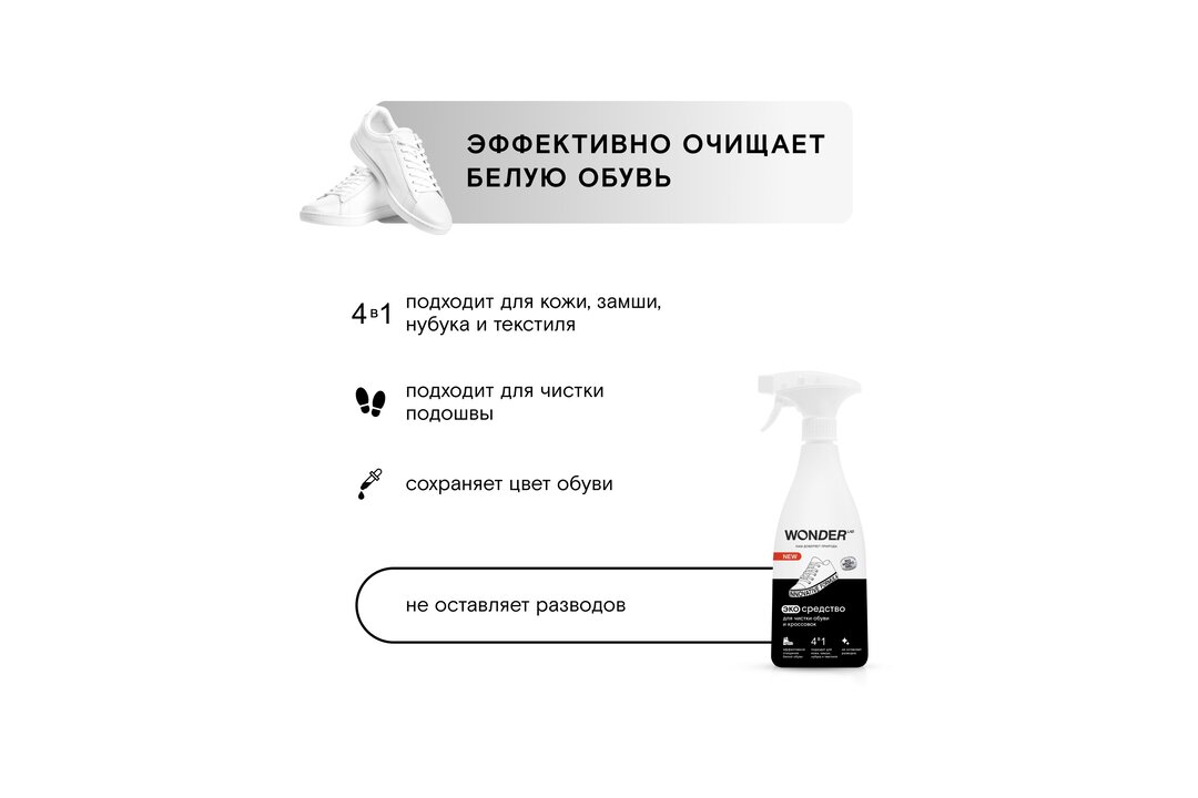 

Очиститель для обуви и кроссовок Wonderlab Эко 550 мл