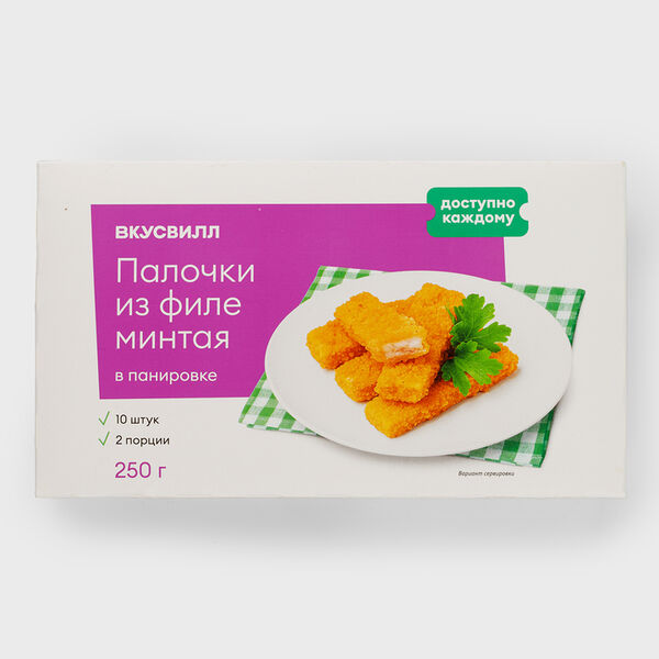 Палочки из филе минтая в панировке зам., 250 г Продукт замороженный 