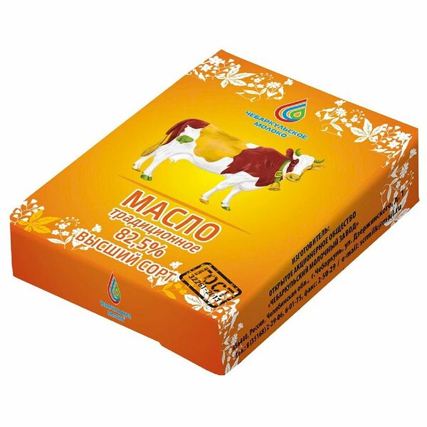 Масло сладкосливочное Чебаркульское молоко Традиционное несоленое 82.5% 180г