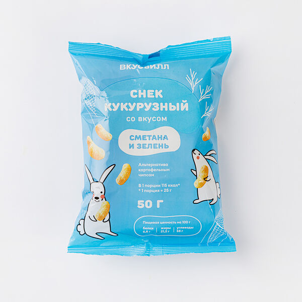 Снек кукурузный Вкусвилл со вкусом сметана и зелень