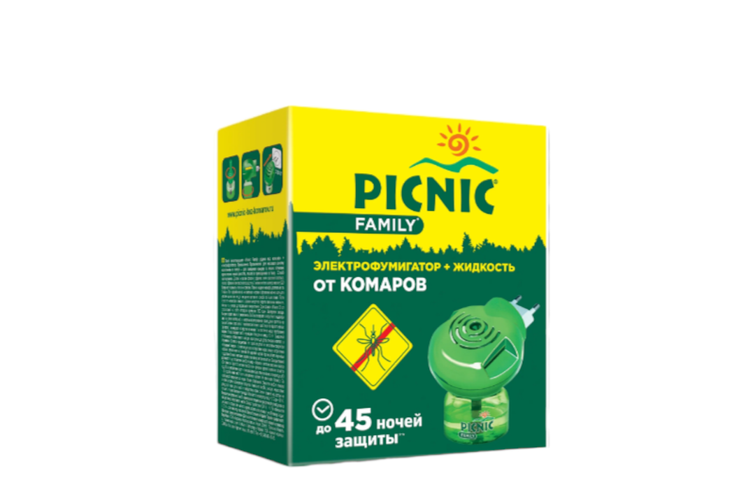 

Электрофумигатор + жидкость от комаров Picnic Family 45 ночей 30 мл