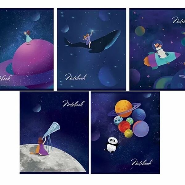 Тетрадь ПЗБМ общая В небо, А5, 48 листов, в клетку, на скрепке, цвет в ассортименте, 1шт