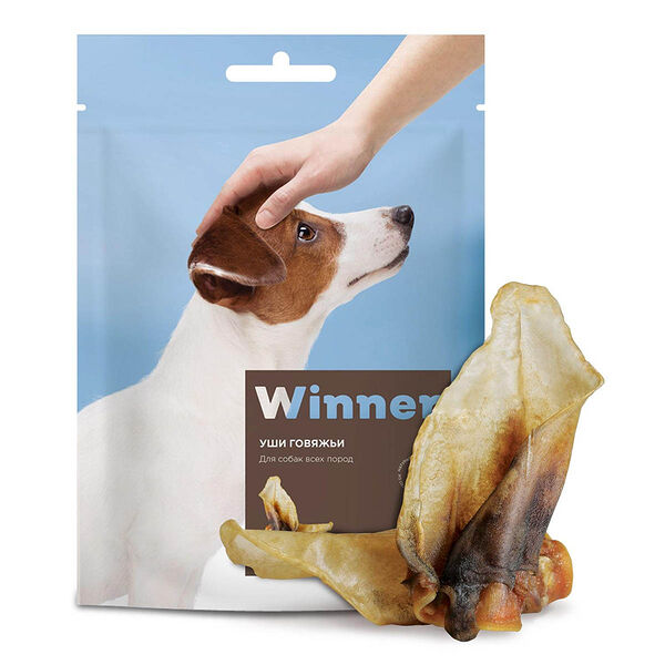 Лакомство для собак Мираторг Winner уши говяжьи для всех пород, 50 г