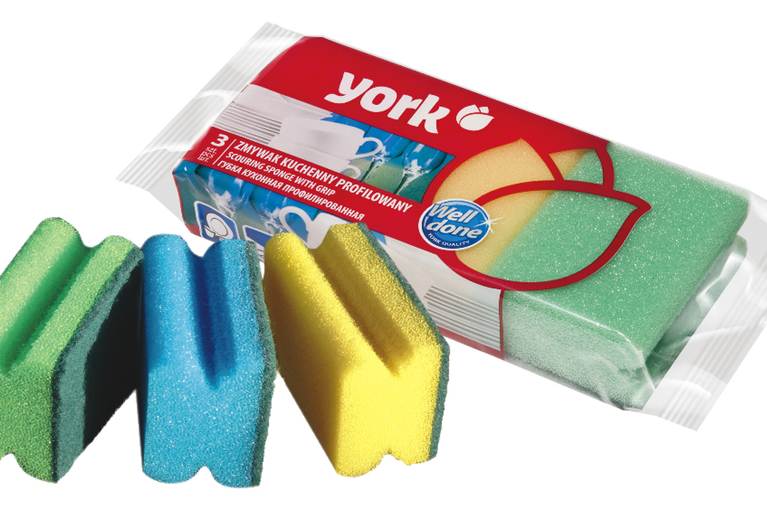 

Губка для посуды профилированная York, 3 шт