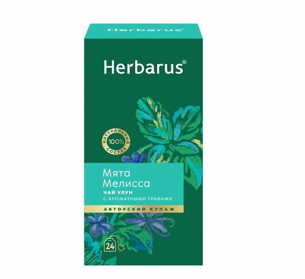 Чай зеленый Herbarus улун с добавками Мята Мелисса 24х2г, Россия