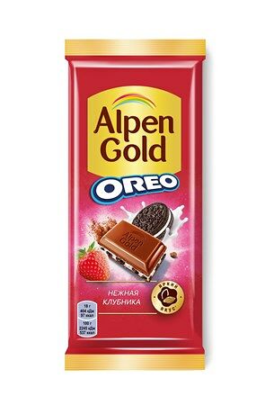 Шоколад молочный Alpen Gold Oreo Нежная клубника, 85 г