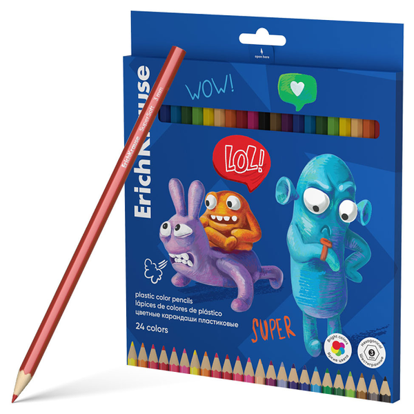 Карандаши цветные ErichKrause шестигранные, 24 цвета