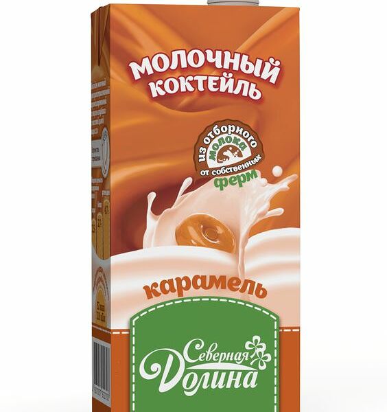 Коктейль молочный Северная Долина карамель 2.5%, 950 мл