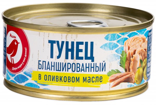 Тунец желтоперый АШАН Красная птица бланшированный в оливковом масле