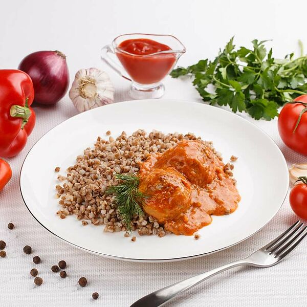 ПалычЛанч Тефтели в томатном соусе с отварной гречкой 300 г