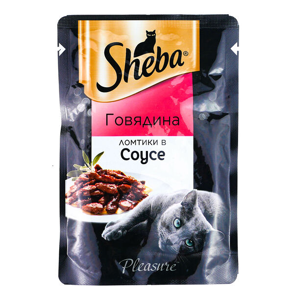 Корм для кошек Sheba Pleasure ломтики говядины в соусе