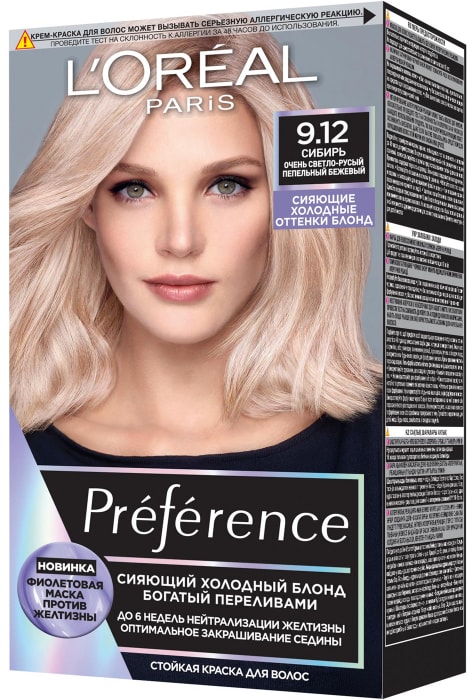 

Краска для волос L'Oreal Paris Préférence Cool Blondes 9.12 Сибирь 174 мл