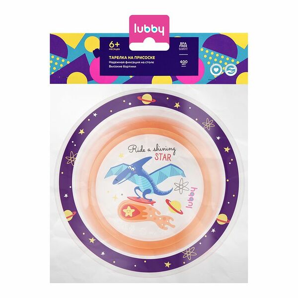 Тарелка детская Lubby на присоске с 6 месяцев 13652, 400 мл, 1 шт