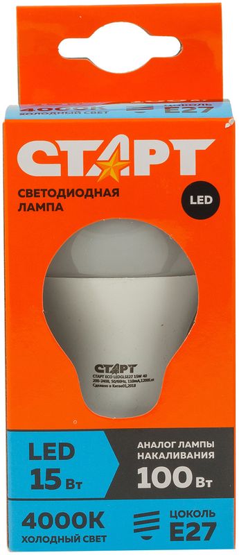 

Лампа светодиодная Старт 15Вт E27 холодный свет