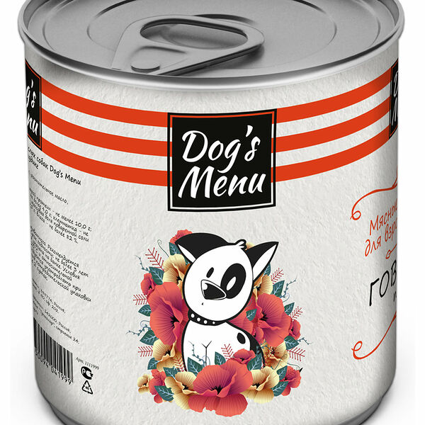 Консервы для взрослых собак Говяжий пудинг ТМ Dog`s Menu (Дог`с Меню)