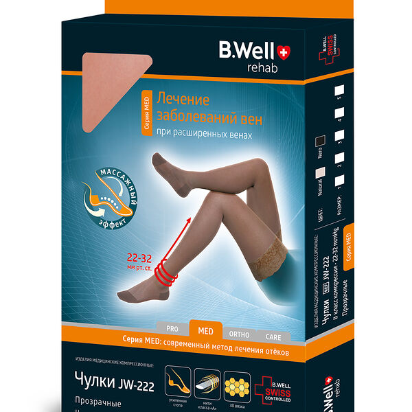 Чулки компрессионные B.Well Med 2 класс арт. JW-222 размер 2 натуральный
