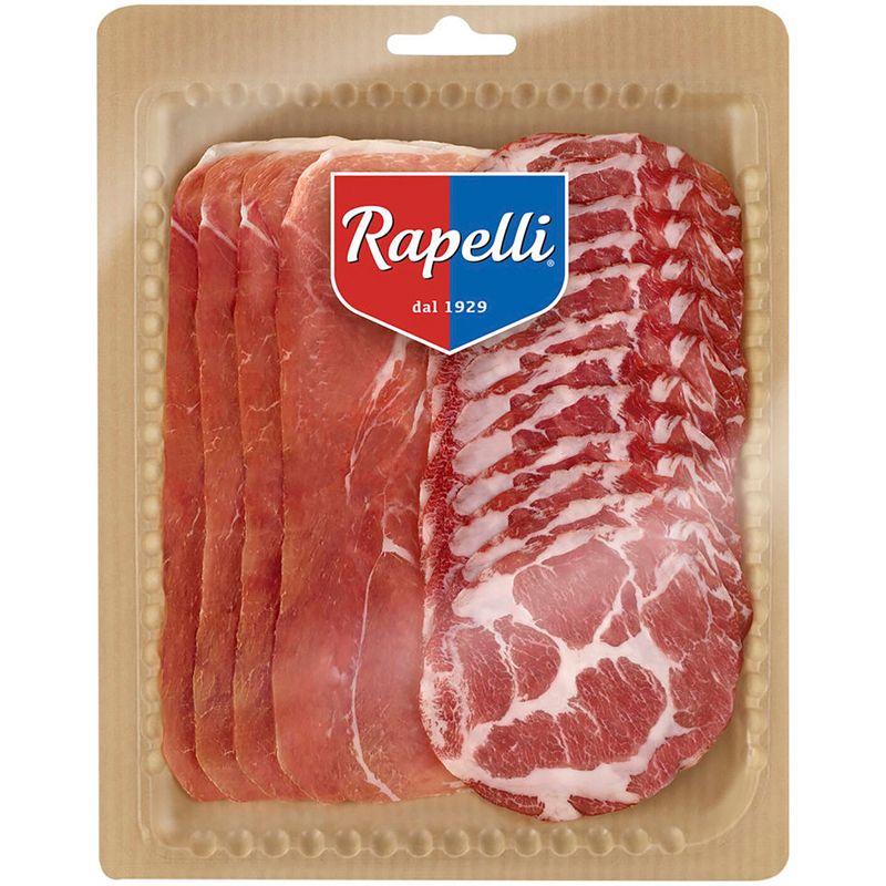 

Продукт из свинины с/в "Ассорти" Окорок без кости "Сан Пьетро" и "Выдержанная Шейка" Rapelli, 100г