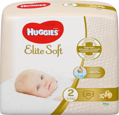 

Подгузники Huggies Elite Soft размер 2 4-6 кг 25 шт.