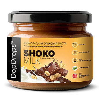 Паста арахисовая DopDrops Shoko Milk с молочным шоколадом (без добавления сахара)
