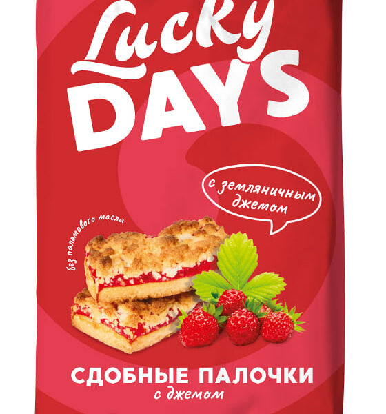 Печенье Lucky Days Сдобные палочки с земляничным джемом