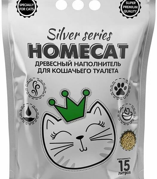 Наполнитель для кошачьего туалета Homecat древесный 15л