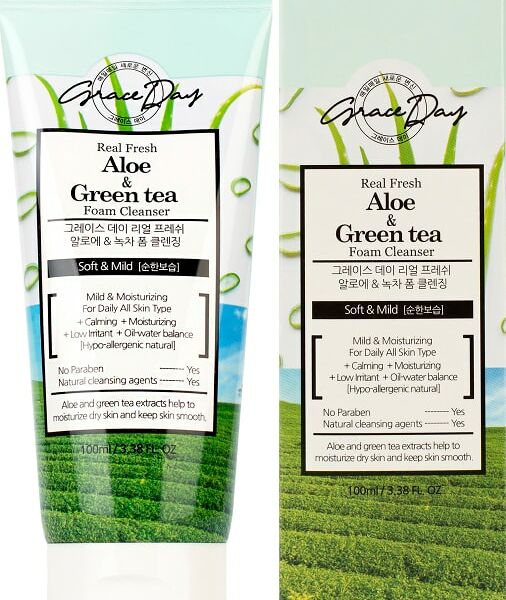 Пенка для умывания Grace Day мягкая с экстрактами алоэ и зеленого чая 100мл
