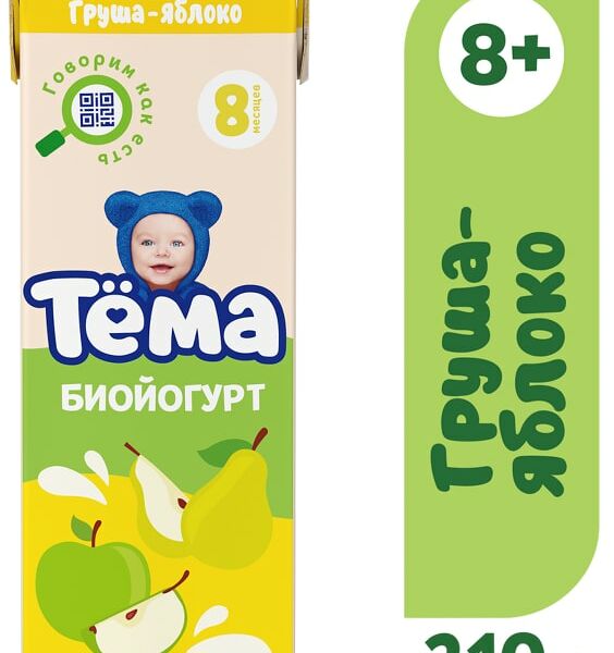 Биойогурт питьевой Тема Груша и Яблоко 2.8% 210г